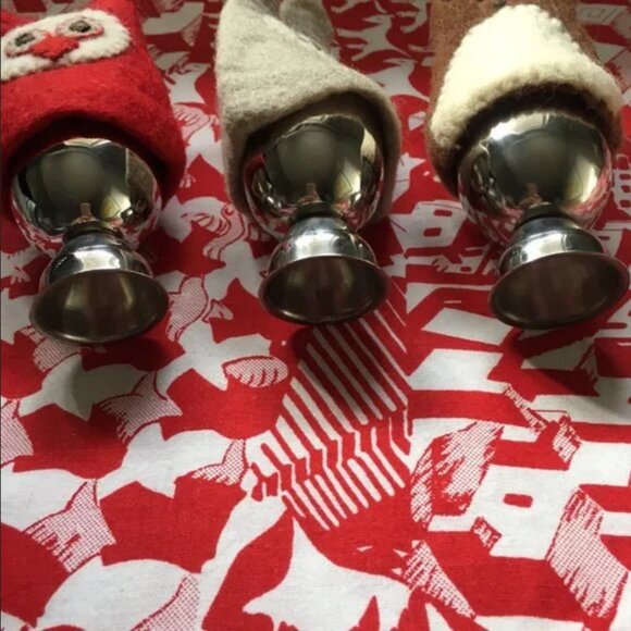 Handmade Felted Wool Rabbit Egg Cozy with Metal Egg Cup - Picture 9 of 13